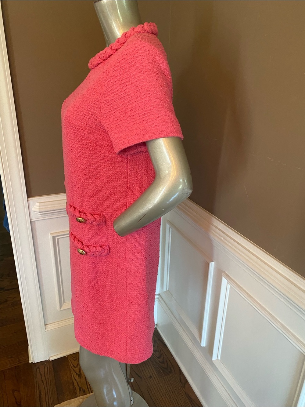 Tuckernuck Hot Pink Short-Sleeve Jackie Tweed Shift Dress size M - Picture 6 of 8